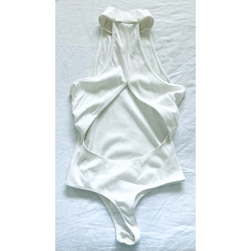 Lulu's Mock Neck Open Back Halter Bodysuit - Picture 5 of 7